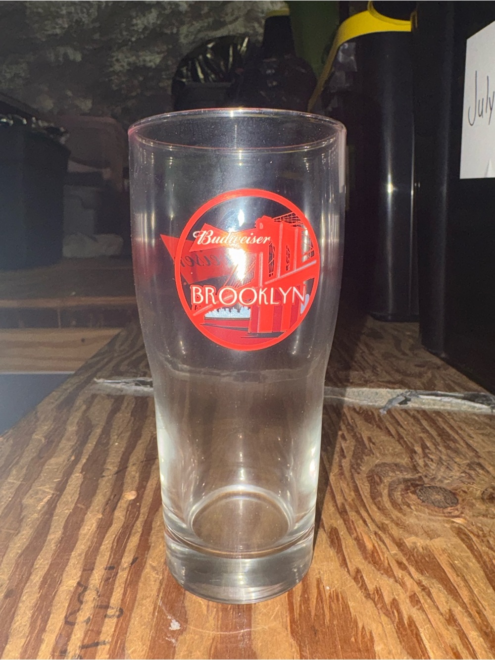 Budweiser Brooklyn Red Logo Clear Pint Glass